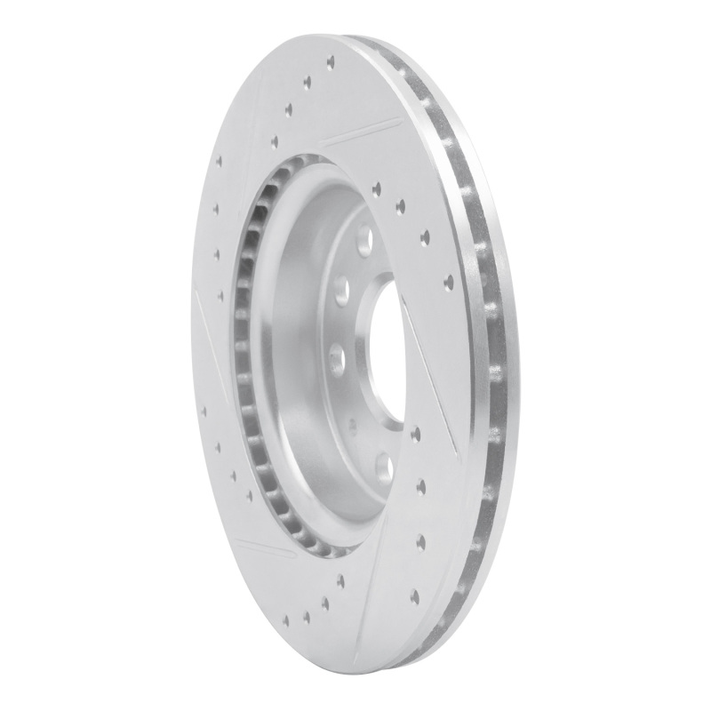Volkswagen Jetta Brake Rotor (1) - Front Right - R1 Concepts - Drilled & Slotted - Silver - `05-`15